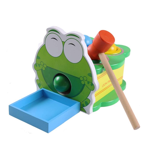 Wooden Frog Pounding Toy Knocked Table Ball Game Educational Toy
